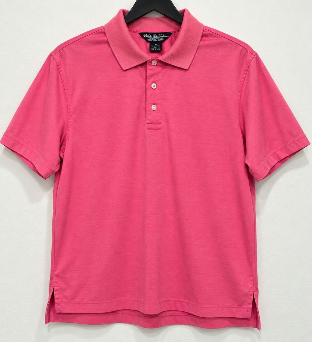 Brooks Brothers Country Club Polo Mens M Pink Performance Knit 100% Cotton Golf